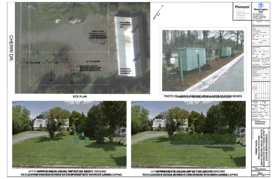 Picture of Overall Pimmit Gas Alignment computer generated images of visual impact by Above Ground Regulation Station at Pimmit Barn